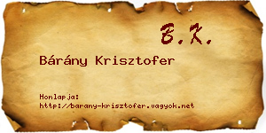 Bárány Krisztofer névjegykártya